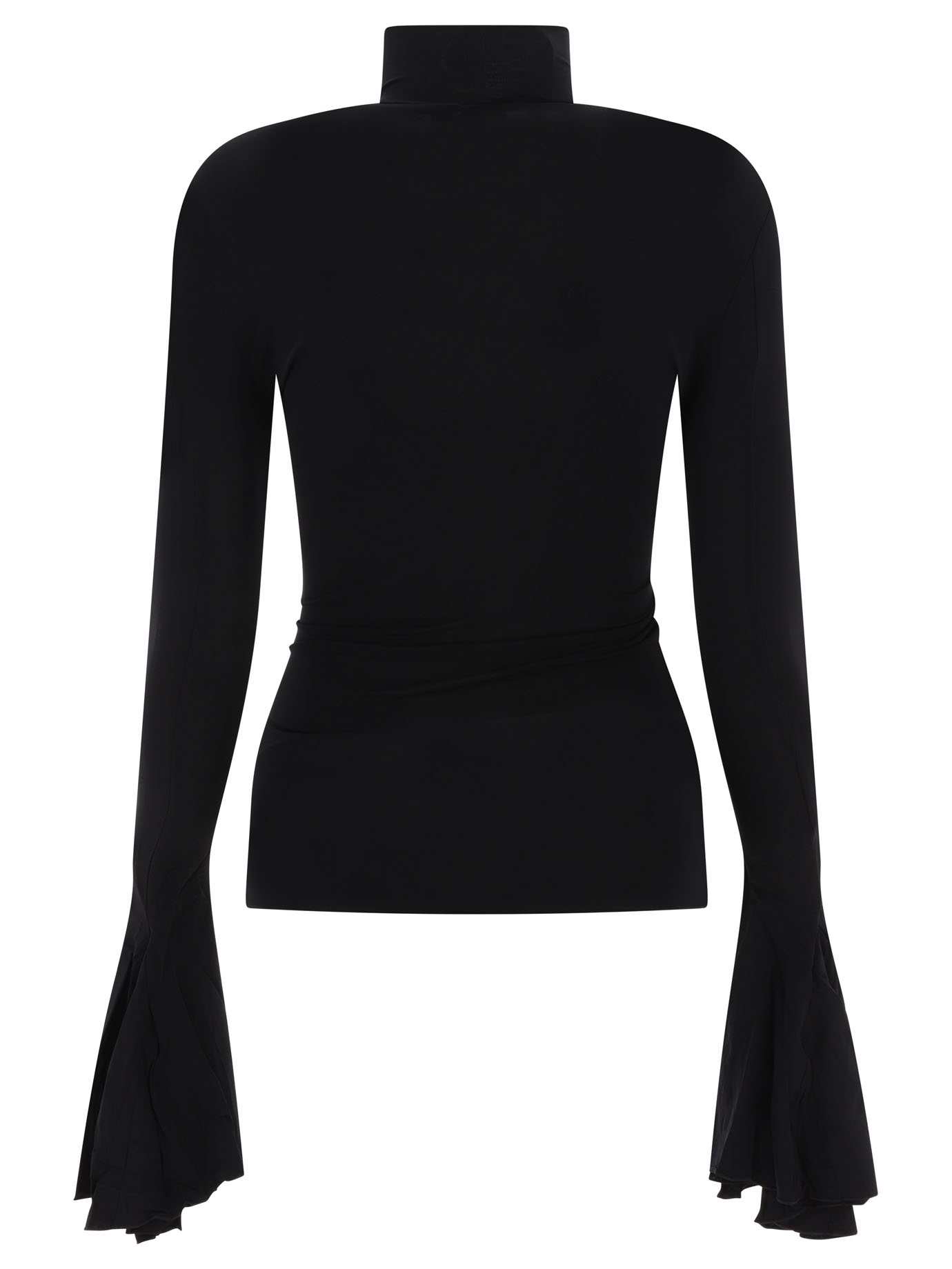 NENSI DOJAKA Black   High neck top with godet cuffs